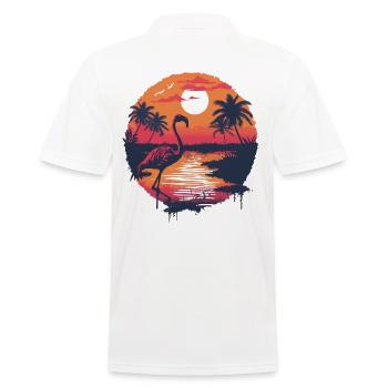Flamingo Illustration - Men's Polo Shirt - white - Back - Kai (181cm)