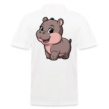 Niedliches Moo Deng Hippo Cartoon-Design - Männer Poloshirt - Weiß - Hinten - Kai (181cm)
