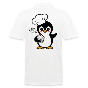 Penguin with chef's hat loves baking - Men's Polo Shirt - white - Back - Kai (181cm)