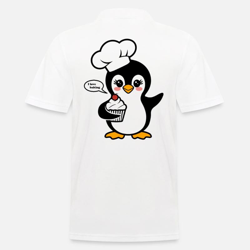 Pinguin Mit Kochmütze Liebt Backen - Männer Poloshirt - Weiß