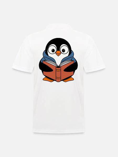 Pinguin Mit Buch Für Bücherwürmer - Männer Poloshirt - Weiß