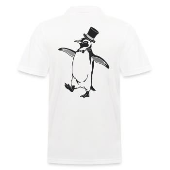 Pingouin élégant avec chapeau haut de forme et nœud papillon - Polo Homme - blanc - Dos - Kai (181cm)