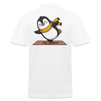 Cheerful penguin on yoga mat - Men's Polo Shirt - white - Back - Kai (181cm)