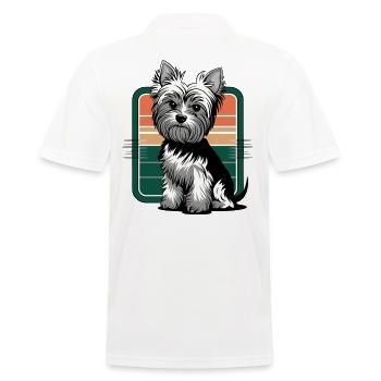 Cute Yorkshire Terrier Against Retro Background - Men's Polo Shirt - white - Back - Kai (181cm)