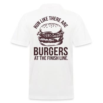 Lauf Wie Ein Burgerhungriger Marathonläufer - Männer Poloshirt - Weiß - Hinten - Kai (181cm)