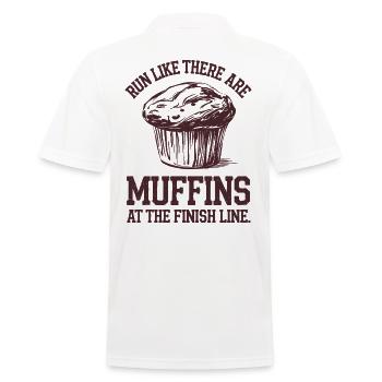 Laufe, Als Wären Muffins Am Ziel Marathonläufer - Männer Poloshirt - Weiß - Hinten - Kai (181cm)