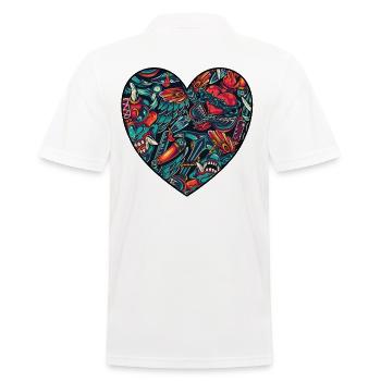Herz - Männer Poloshirt - Weiß - Hinten - Kai (181cm)