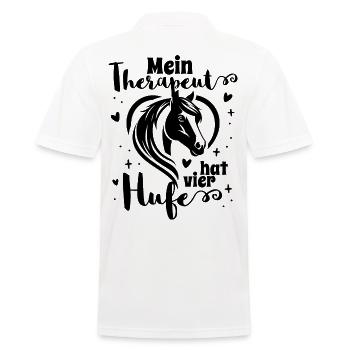 Pferdespruch Mein Therapeut hat vier Hufe - Männer Poloshirt - Weiß - Hinten - Kai (181cm)