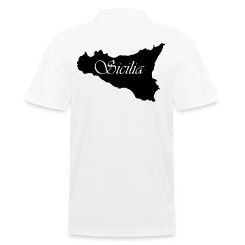 Schwarz schriftlich sicilia Sizilien - Männer Poloshirt - Weiß - Hinten - Kai (181cm)