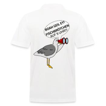 Seagull - Fish Rolls at 9 o'clock Sayings Baltic Sea - Men's Polo Shirt - white - Back - Kai (181cm)