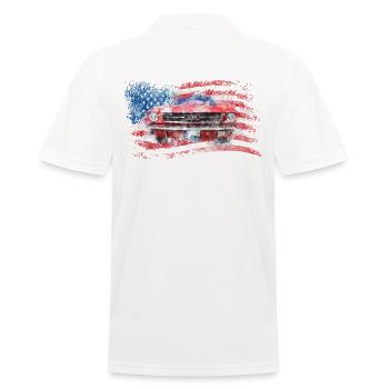 Old Vintage Car America USA Flag - Men's Polo Shirt - white - Back - Kai (181cm)