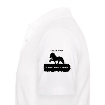 Spruch 2 mit Pferd 1 schwarz - Männer Poloshirt - Weiß - Links