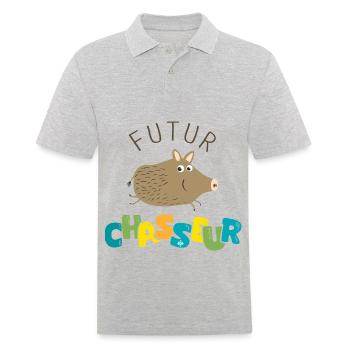 Futur chasseur annonce grossesse naissance garçon - Polo Homme - gris chiné - Devant - Kai (181cm)