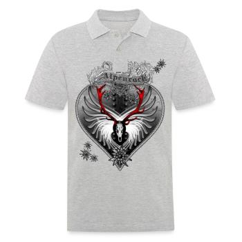 Alpine rock - deer design with skull & antlers - Men's Polo Shirt - heather grey - Front - Kai (181cm)