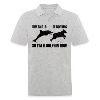 dolphin dolphin cow cow calf i can be anything - Men's Polo Shirt - heather grey - Front - Kai (181cm)