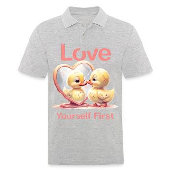 Cartoon Duck Admiring Reflection In Heart mirror - Men's Polo Shirt - heather grey - Front - Kai (181cm)