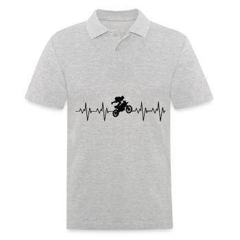 HEARTBEAT MOTOCROSS II - Motorrad Puls Design! - Männer Poloshirt - Grau meliert - Vorne - Kai (181cm)