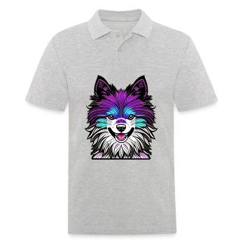 Glücklicher Hund. Glückliche Hunde. Pommern! - Männer Poloshirt - Grau meliert - Vorne - Kai (181cm)