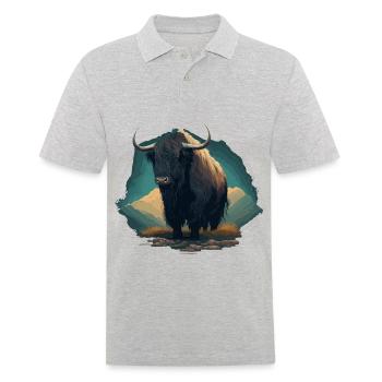 Yak Lover Illustration - Polo Homme - gris chiné - Devant - Kai (181cm)