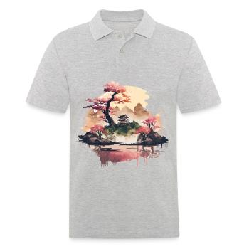 Paysage japonais - Polo Homme - gris chiné - Devant - Kai (181cm)