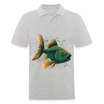 Fische mit offenem Maul - Männer Poloshirt - Grau meliert - Vorne - Kai (181cm)