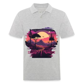 Retro Sonnenuntergang - Männer Poloshirt - Grau meliert - Vorne - Kai (181cm)