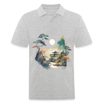 Paysage du temple - Polo Homme - gris chiné - Devant - Kai (181cm)