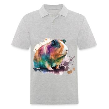 Buntes Meerschweinchen - Männer Poloshirt - Grau meliert - Vorne - Kai (181cm)