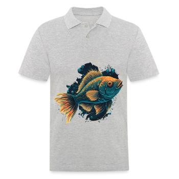 Fisch im Meer - Männer Poloshirt - Grau meliert - Vorne - Kai (181cm)