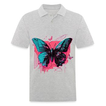 Schmetterling im Technicolor-Schein - Männer Poloshirt - Grau meliert - Vorne - Kai (181cm)