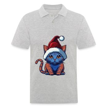 Süßes Winterkätzchen digitales Kunstwerk, ein großartiges - Männer Poloshirt - Grau meliert - Vorne - Kai (181cm)