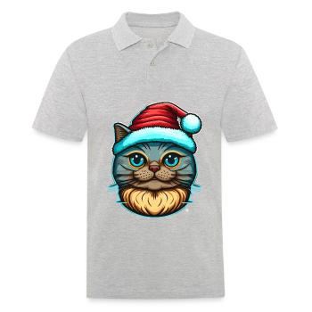 Perfect Christmas cat digital artwork for all cat - Men's Polo Shirt - heather grey - Front - Kai (181cm)