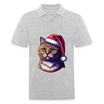 Perfekte digitale Winterkatzenillustration, eine großartige - Männer Poloshirt - Grau meliert - Vorne - Kai (181cm)