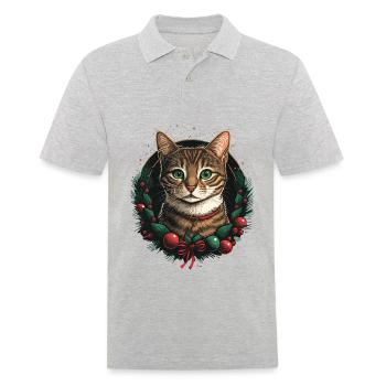 chaton portant un chapeau de Père Noël - Polo Homme - gris chiné - Devant - Kai (181cm)