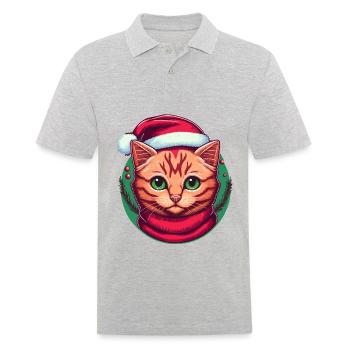 Lovely Christmas kitten digital illustration, the - Men's Polo Shirt - heather grey - Front - Kai (181cm)