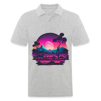 Vaporwave Artwork - Men's Polo Shirt - heather grey - Front - Kai (181cm)