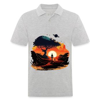 Nicht von dieser Welt - Männer Poloshirt - Grau meliert - Vorne - Kai (181cm)