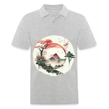Œuvres de Ying et Yang - Polo Homme - gris chiné - Devant - Kai (181cm)