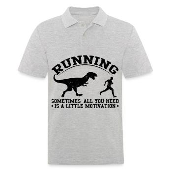 running run race motivation dino dinosaur run - Men's Polo Shirt - heather grey - Front - Kai (181cm)