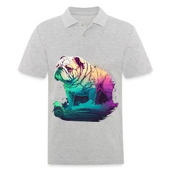 Bunte Bulldogge Vaporwave - Männer Poloshirt - Grau meliert - Vorne - Kai (181cm)