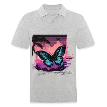 Flying Vaporwave Butterfly - Men's Polo Shirt - heather grey - Front - Kai (181cm)