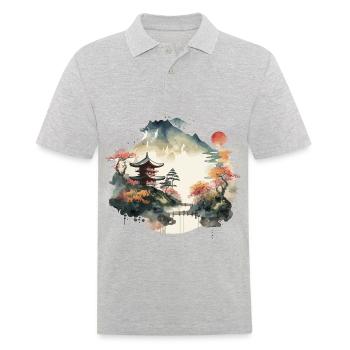 Sonnenuntergang - Männer Poloshirt - Grau meliert - Vorne - Kai (181cm)