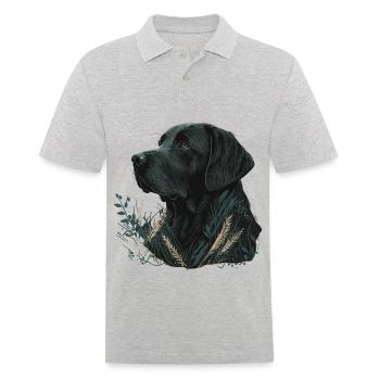 Labrador Retriever foncé dans les feuilles - Polo Homme - gris chiné - Devant - Kai (181cm)