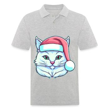Chat mignon portant un chapeau de Père Noël - Polo Homme - gris chiné - Devant - Kai (181cm)