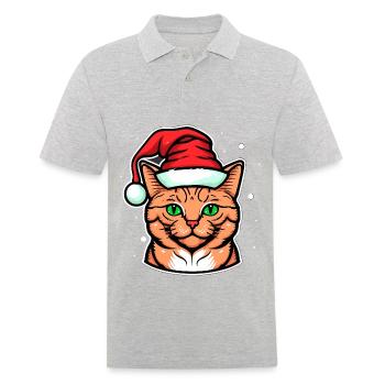 Beautiful Christmas kitten illustration for all - Men's Polo Shirt - heather grey - Front - Kai (181cm)