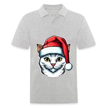 Dessin parfait de chat de Noël pour tous les chatons - Polo Homme - gris chiné - Devant - Kai (181cm)