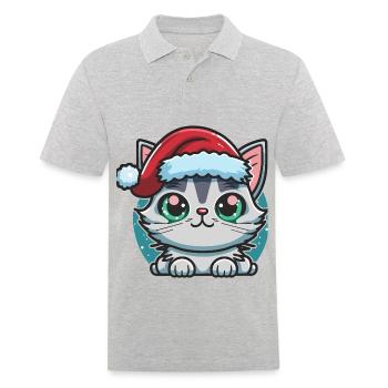 Hübsches digitales Adventskatzen-Kunstwerk für alle Kätzchen - Männer Poloshirt - Grau meliert - Vorne - Kai (181cm)