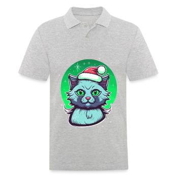 Superbe chaton portant un chapeau de Père Noël - Polo Homme - gris chiné - Devant - Kai (181cm)