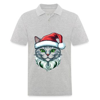 Gorgeous kitten wearing Santa hat - Men's Polo Shirt - heather grey - Front - Kai (181cm)