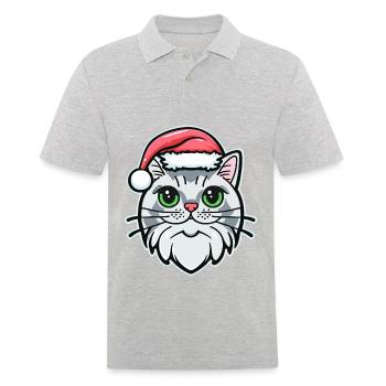 Schöne Weihnachtskatzenzeichnung, eine ausgezeichnete - Männer Poloshirt - Grau meliert - Vorne - Kai (181cm)